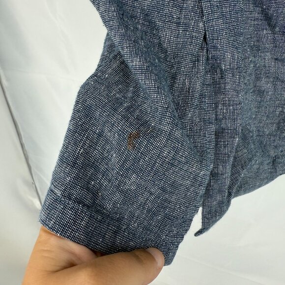 J Crew Men 42R Linen Blazer 2 Button Travel Commute Blue Textured Woven Coat - Picture 3 of 12